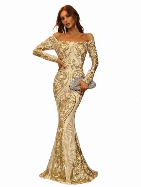 

casual dresses off shoulder floor length sequin prom dress o92n#, Black;gray