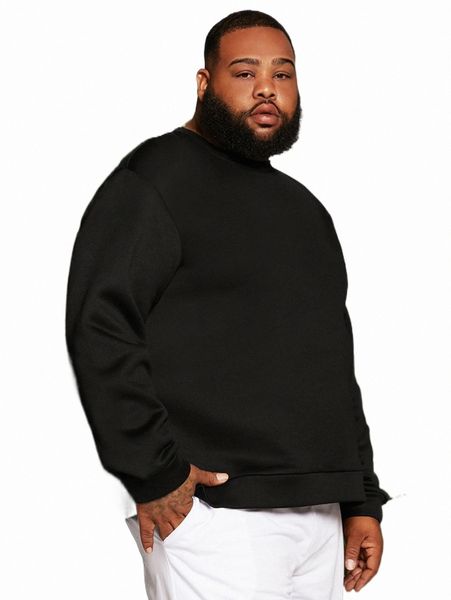 

men's hoodies & sweatshirts extended sizes men solid sweatshirt 45gl#, Black