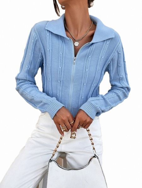 

women's sweaters zipper front cable knit cardigan v2e1#, White;black