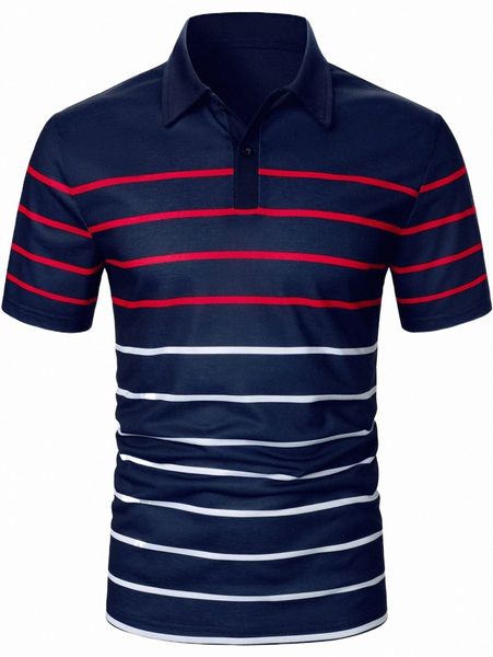 

men's polos men striped print polo shirt 2022 new k8es#, White;black