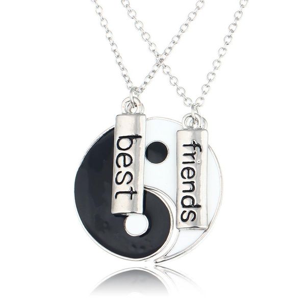 

pendant necklaces 2pcs/set bbf friends necklaces for women creative yin yang tai ji pendants necklace black white enamel sport1 dhbgw, Silver
