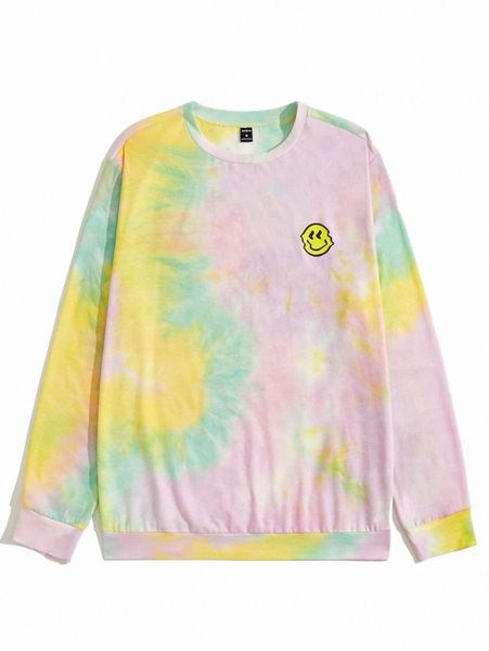 

men's hoodies & sweatshirts men cartoon face print tie dye sweatshirt 52rw#, Black