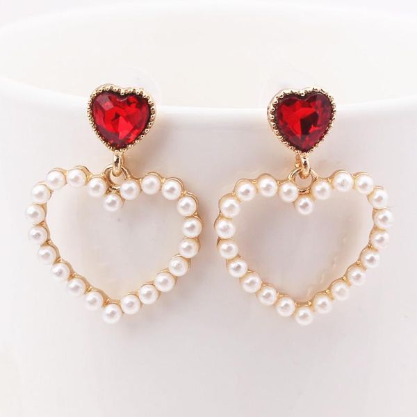 

stud earrings boutique fashion metal sweet heart pearl personality temperament stud earring, Golden;silver