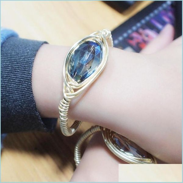 

bangle bangle handmade metal wire big crystal bracelet for women jewelry statement cuff bangles bracelets party wedding accessoriesba dh4nf, Black