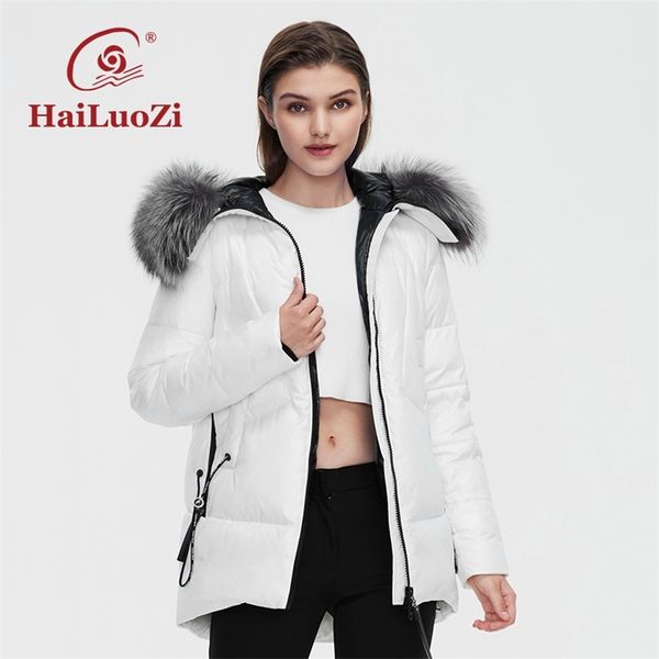 

womens down parkas hailuozi womens winter jacket short hooded natural real fur collar women coat windproof female casual parka 6001 220902, Black