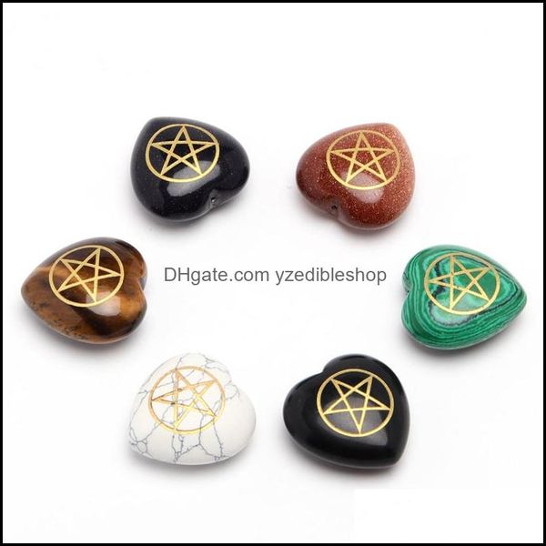 

pendant necklaces natural stone heart shape pendant with pentagram kore symbol of earth goddess in ancient egyptian ctur dhseller2010 dhqsn, Silver