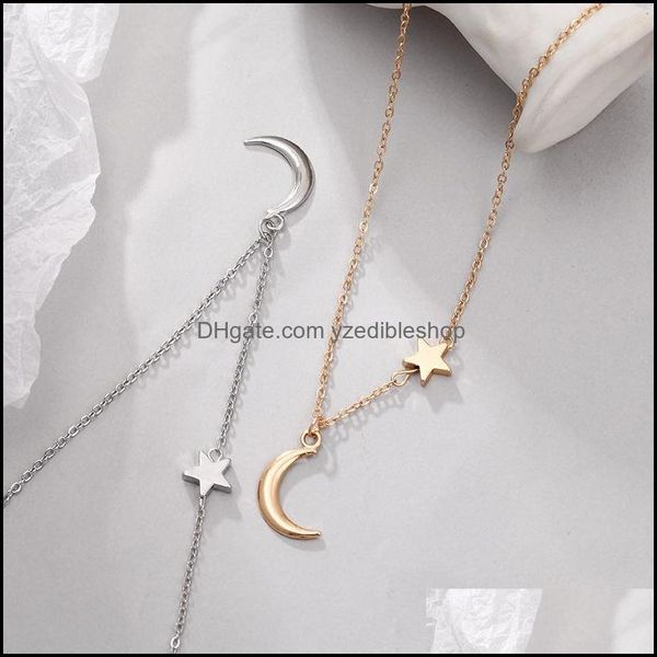 

pendant necklaces stainless steel delicate forever love heart and moon star through pendant womens necklace available in dhseller2010 dhmtt, Silver