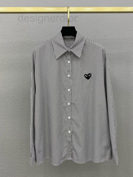 

women's blouses & shirts designer love embroidery stripe lapel long sleeve shirt 2022 summer new college style loose and versatile suns, White