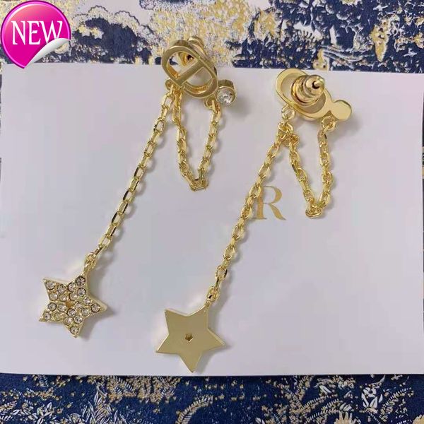 

luxury brand design earrings d jia di 2020 new pearl cd star full diamond high version 925 silver pin for girlfriend, Golden;silver
