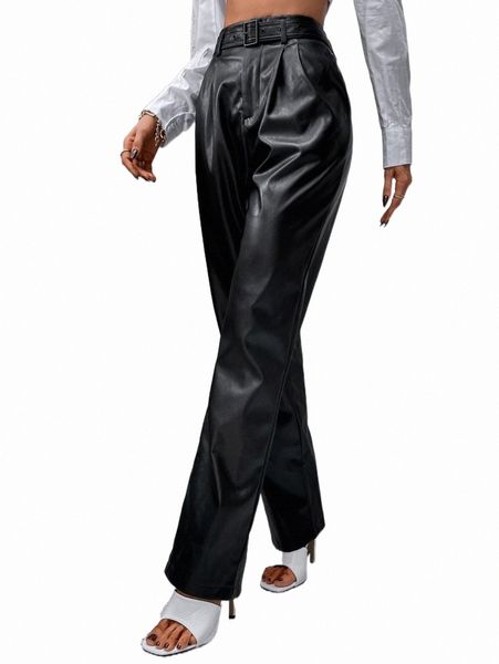 

women's pants & capris high waist belted straight leg pants c7al#, Black;white