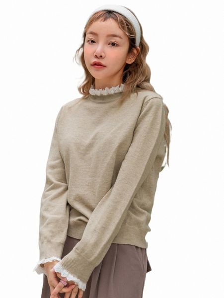 

women's sweaters dazy eyelet embroidery frill neck sweater q0px#, White;black