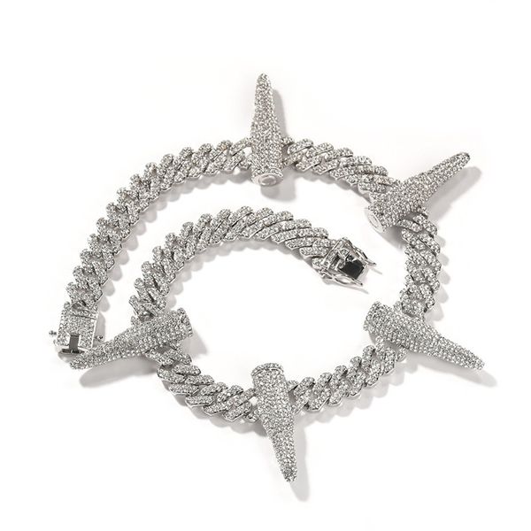 

new fashion cuban chain necklace enhanced edition alloy trend street accessories bling hip hop chains, Silver