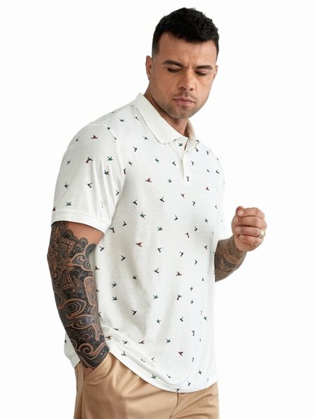

men's polos extended sizes men bird print polo shirt o9li#, White;black