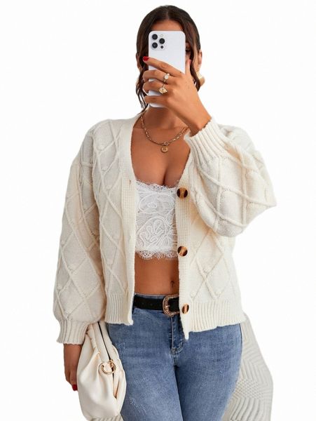 

women's sweaters drop shoulder textured knit cardigan m6tu#, White;black