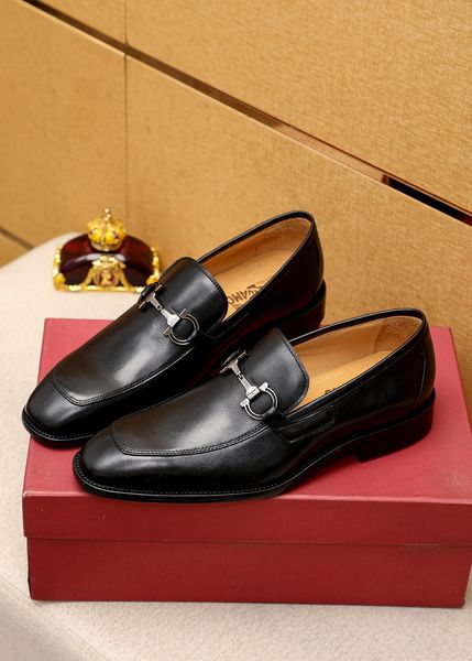 

mens dress shoes elegant genuine leather slip on business oxfords gentlemen brand party wedding comfort flats size 38-45, Black