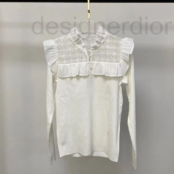 

women's sweaters designer fadan autumn winter flounced pearl button lace sweater ttxv, White;black