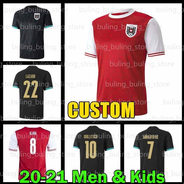 

7 grbic jersey 10 grillitsch alaba sabitzer kalajdzic baumgarther schlager 2021 2022 men kids kit austria away soccer jerseys 2, Black