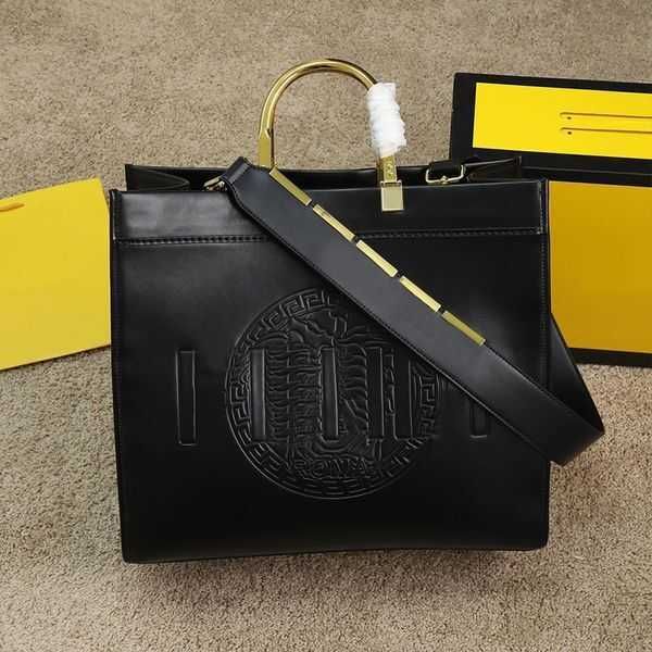 

cm black sunshine tote bags women large handbags gold handle crossbody shop bag purses genuine leather shoulder bags detachable snvb fknr