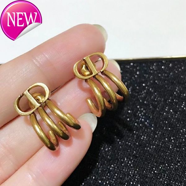 

luxury brand design earrings d home / di pair letter cd three-layer three claw earrings female fashion personalized, Golden;silver