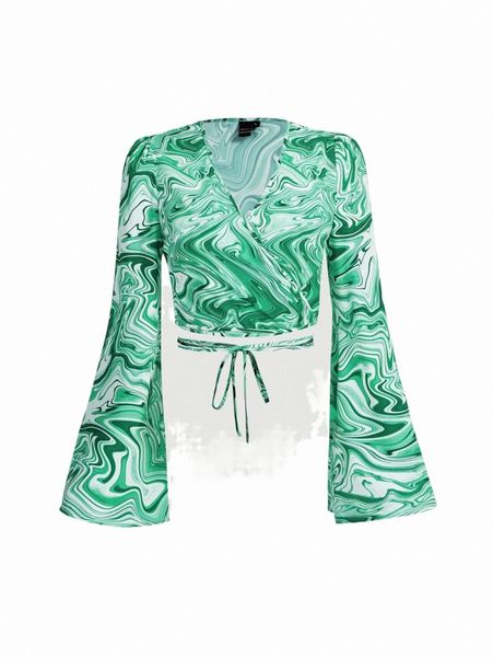 

women's blouses & shirts mod marble print tie back blouse r6aw#, White