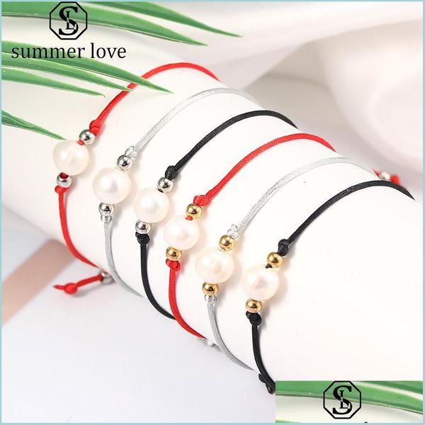 

link chain good desinger fashion handmade chain rope pearl charm bracelet for women men bohemia braided stainless steel bea yydhhome dhe7d, Black