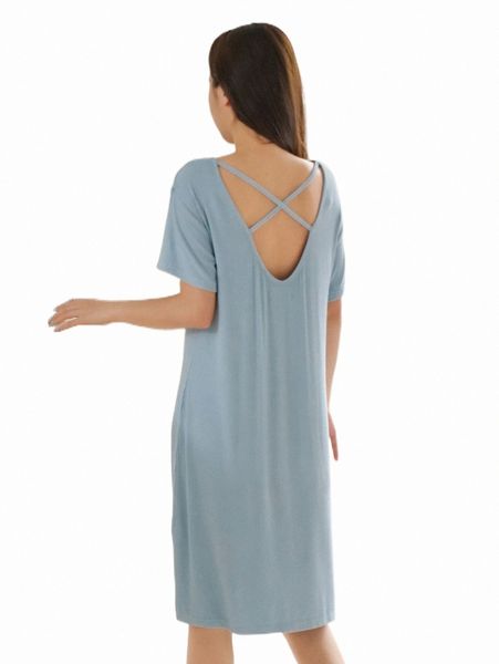 

women's sleepwear dazy plain criss cross lounge dress h5u7#, Black;red