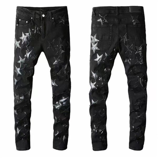

designer men jeans hip-hop fashion zipper hole wash jeans pants retro torn fold stitching mens design motorcycle riding cool slim 326w, Blue