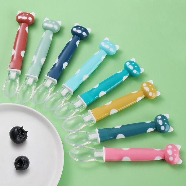 

cups dishes utensils baby spoons feeding tableware for children flatware cutlery spoon silicone tools patchwork lot soup ladle 220906
