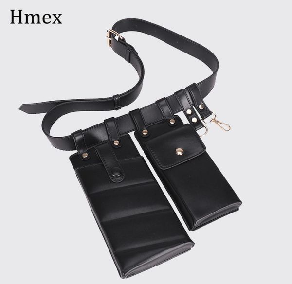 

punk pu leather fanny pack waist bag belts for woman shoulder bag mobile ph, Black;brown