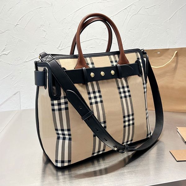 

large tote bag check shopping bags women shoulder handbag purse canvas tartan patchwork crossbody purse removable adjustable leather strap i