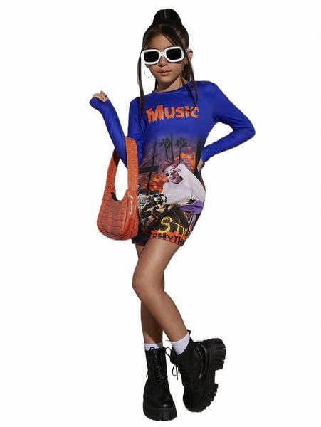 

others apparel girls letter & figure graphic fitted dress a7qt#, Black;white