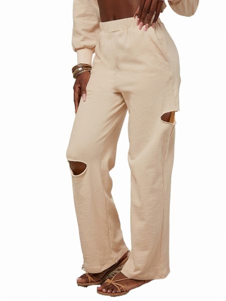 

women's pants & capris high waist ripped straight leg pants j39b#, Black;white