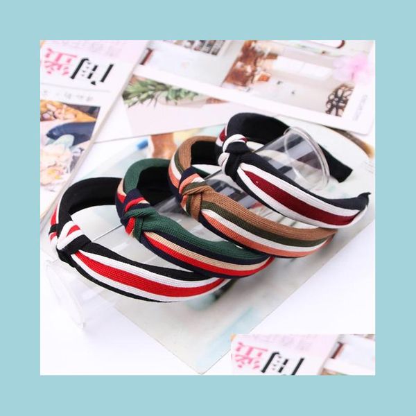 

headbands fashion striped hairband headband for women cloth wide edge hair band european and american college style print accessories dhn64, Silver