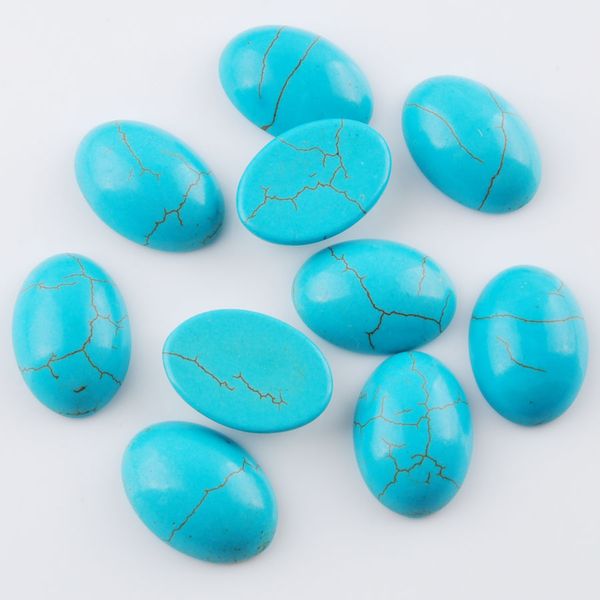 

turquoises stone loose gemstones flat back oval cabochon 13x18x6mm cab no drill hole jewelry making u3237, Black