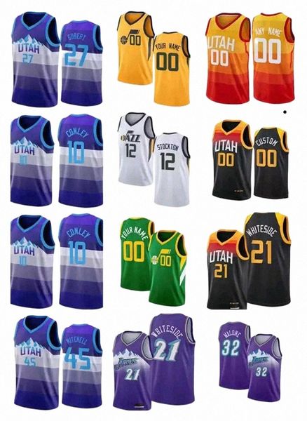 

basketball jerseys 75th custom mens women youth utah''jazz''karl 32 malone john 12 stockton eric 0 paschall hassan 21 wh, Black;red