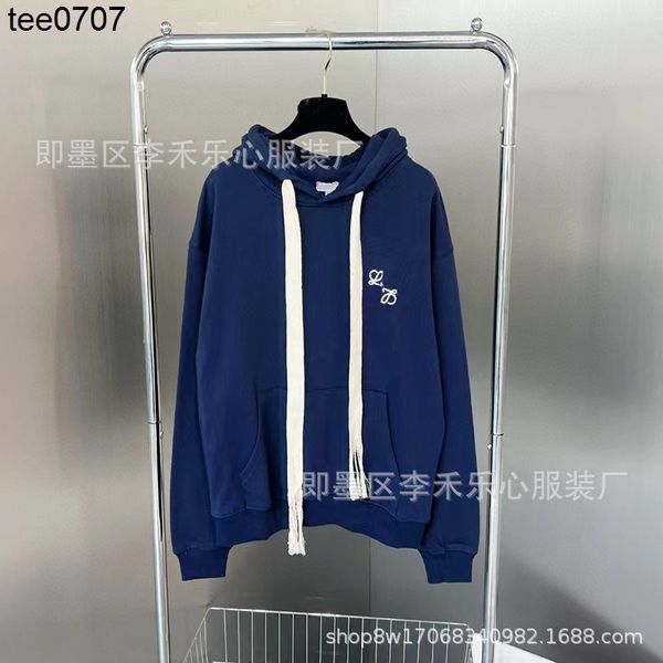 

autumn 2022 lofw hoodies new embroidered long ribbon hooded men's and women's terry sweater couple's top, Black