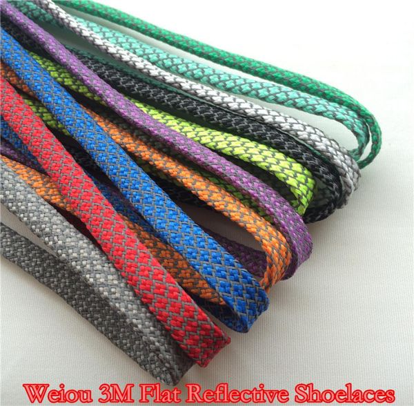 

wellace 120cm fashionable flat 3m reflective shoelaces runner weave tape athletic safety shoe laces bootlaces, White;pink