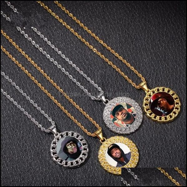 

pendant necklaces custom pos necklace fashion gold plated circle memory pendant necklaces mens hip hop jewelry 1256 b3 drop nanashop dhqjr, Silver