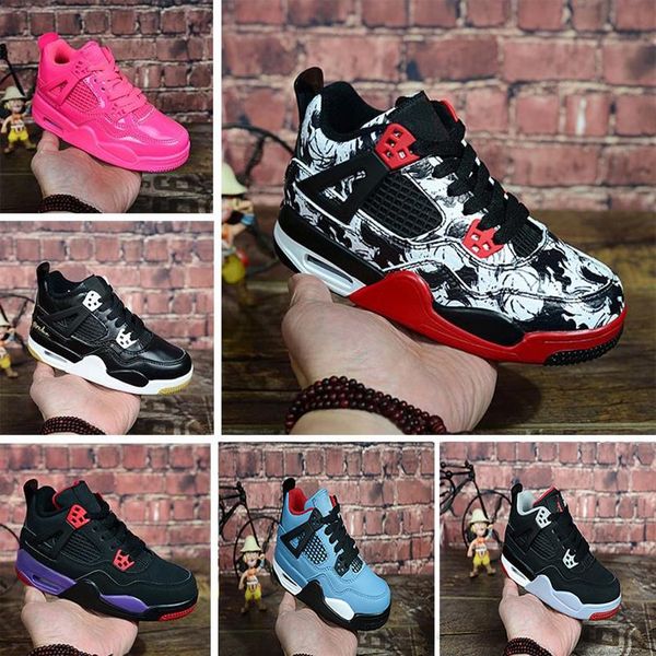 

more kids 4 4s bred toro bravo fire red black red men women basketball shoes sneakers 022