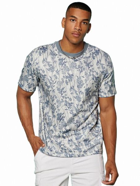 

men's t-shirts men allover floral print tee 2022 new n6vf#, White;black