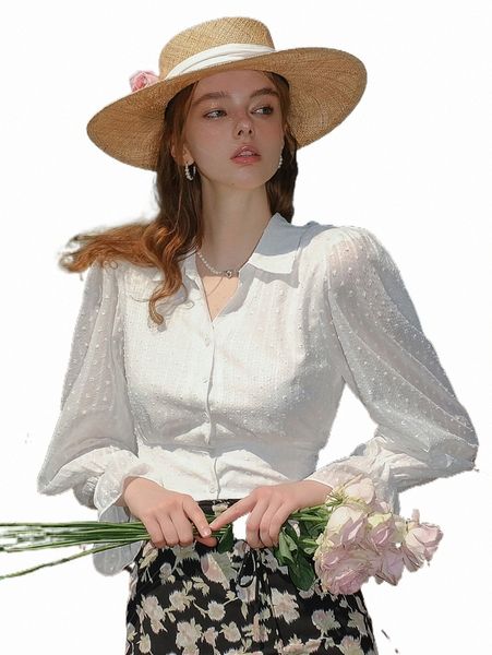 

women's blouses & shirts swiss dot button front shirt u3jb#, White