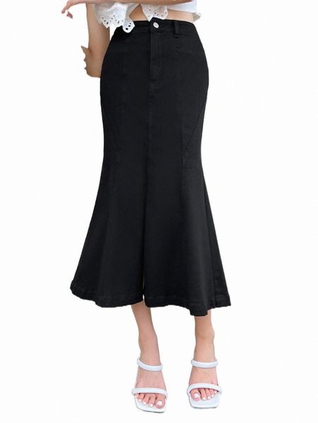 

skirts dazy solid mermaid hem denim skirt 2022 new m84b#, Black