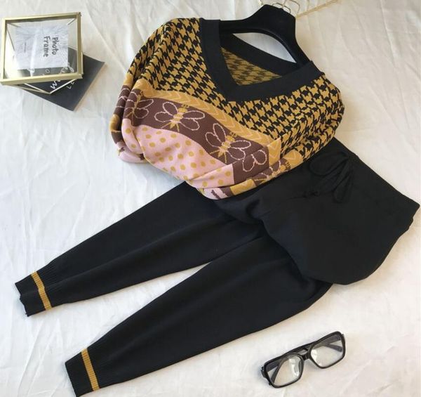 

women's tracksuits casual two-piece sweater luxury ggity leopard print zipper cardigans pants 2pcs, Gray