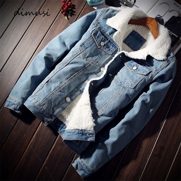 

men's jackets dimusi winter s denim fashion fleece thick warm jeans jacket casual slim outwear windbreaker cowboy coats 6xl 220905, Black;brown