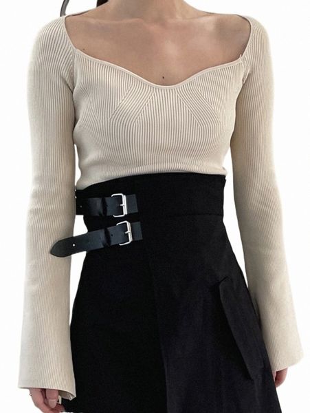 

women's sweaters dazy rib-knit sweetheart neck sweater f5ik#, White;black