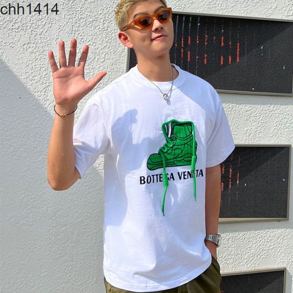 

22 summer tee fashion brand large size fat man european version off botvegas venetas short sleeve t-shirt casual loose cotton men and women, White;black