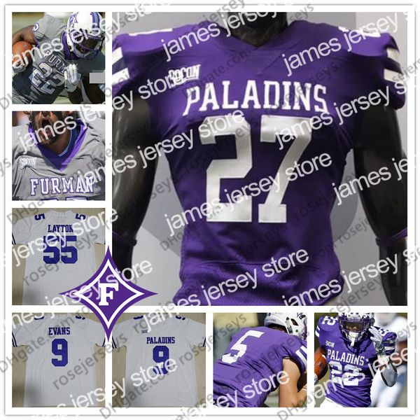 

american college football wear custom furman paladins football any number name purple gray white 4 darren grainger 9 hamp sisson 22 devin wy, Black