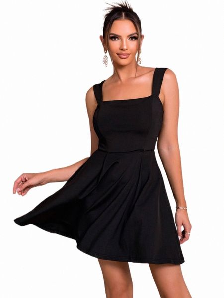 

casual dresses joyfunear solid cami flared hem dress c17j#, Black;gray