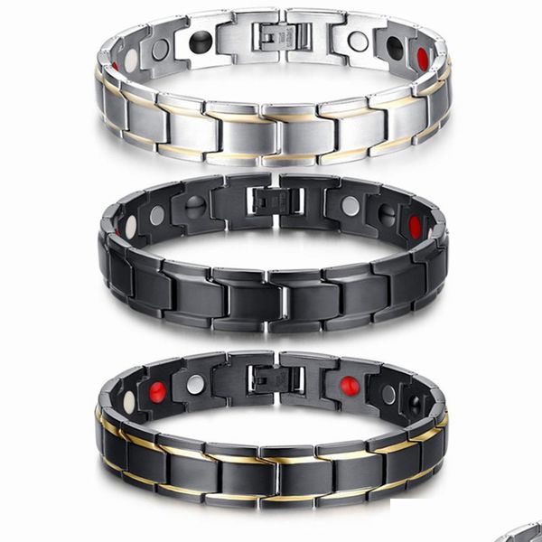 

bangle men magnetic health bracelet bangle black titanium steel power therapy magnets negative ions germanium lose weight yydhhome dhfnv