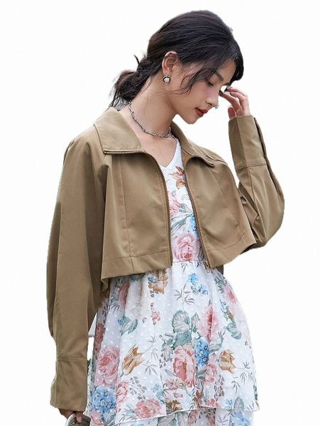 

women's jackets dazy zip up raglan sleeve crop jacket 65ui#, Black;brown